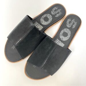 SOREL Ella II Block Slide Sandal Black Suede Leather Sz 10